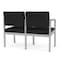 Lesro Lenox Steel 2 Seater with Center Arm, Black Seat, Black Back, 43.5 W 24.5 L 32 H, Linette Vinyl Seat LS2103 - alternate 2